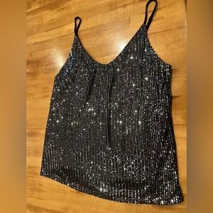 Black Sequin Women's Top, XL
